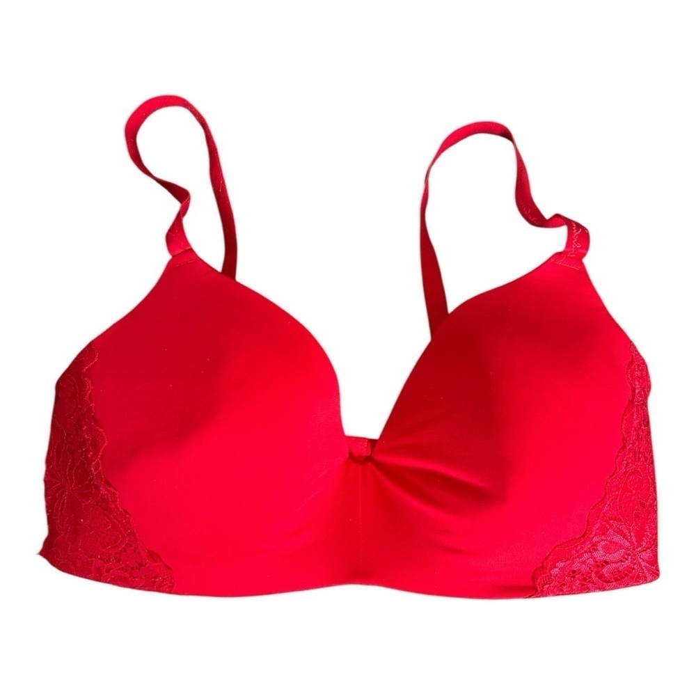 Gloria Vanderbilt Elegant Red Lace wire free Bra Sz 40C